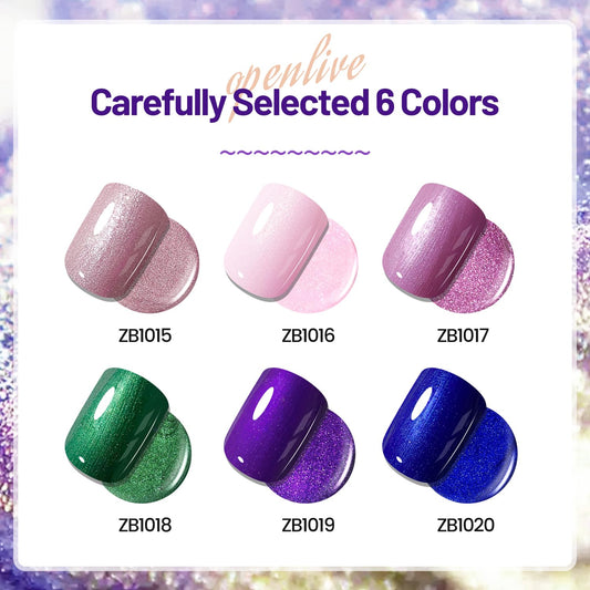 10ml 6 Colors Nail Polish Set Dark Green Pink Glitter Deep Blue Series Nail Polish Gifts for Women