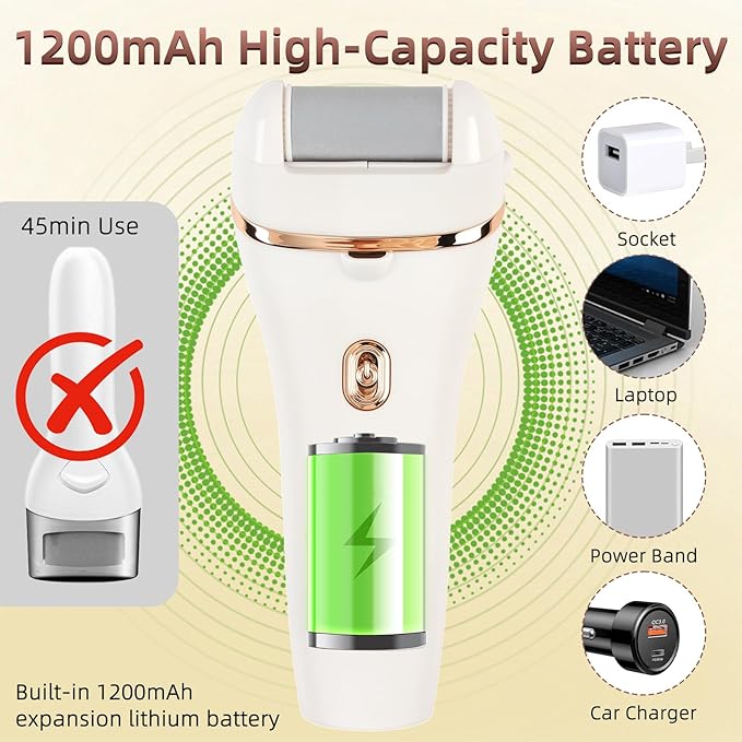 Electric Callus Remover for Feet, 17-in-1 Professional Pedicure Kit, Foot Scrubber Electric Foot File for Hard Cracked Dry Dead Skin, 3 Rollers, 2 Speed, Battery Display