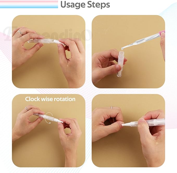 Framendino, 40 Pack 3 Ml Cuticle Oil Pen Empty Transparent Nail Twist Pens with Brush Tip 3 Stickers
