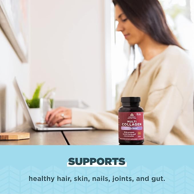 Ancient Nutrition Collagen Protein Brain Boost, Collagen Protein Capsules Brain Supplement for Reduced Joint Discomfort, Healthy Skin and Nails, 90 ct