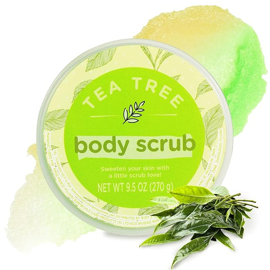 Tea Tree Body Scrub, Sugar Scrub for Body, Exfoliating Body Scrub for Smooth and Moisturized Skin, Natural Gifts for Women, 9.52oz