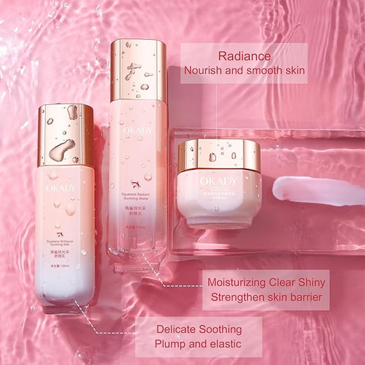 O'KADY 7-Piece Skincare Gift Set with Squalane & Plant Extracts | Hydrating Sensitive Skin Care | Non-Greasy Moisturizing Routine | Day & Night Facial Set for Women