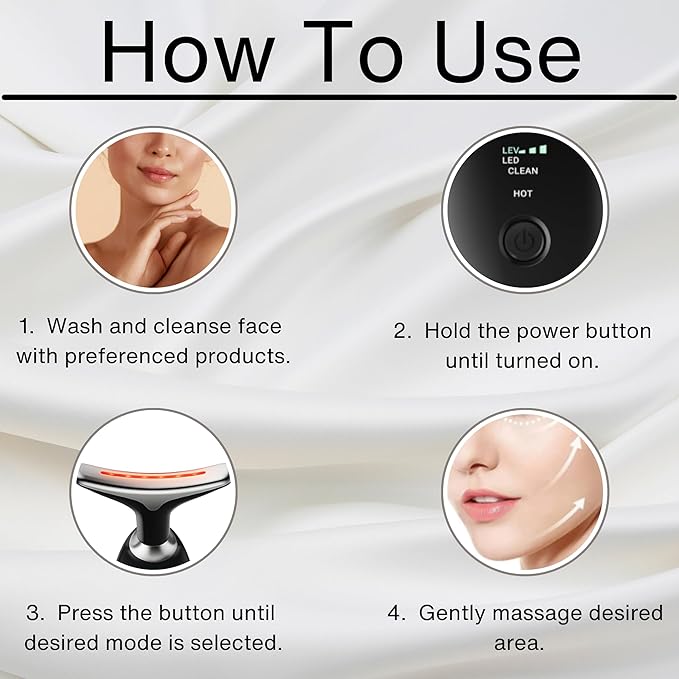 Face and Neck Massager, 7 Color Face Neck Tool, Anti-Wrinkle Facial device (Black)