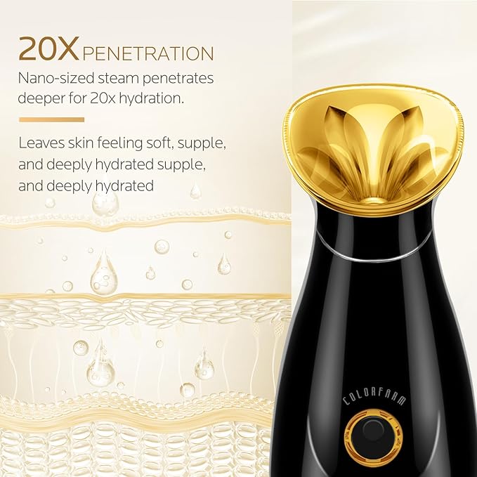 Colorfarm Facial Steamer Nano Ionic: Face Steamer Deep Cleaning Unclogs Pores - Humidifier Hot Mist Home Sauna Spa for Women Men Sinuses Moisturizing