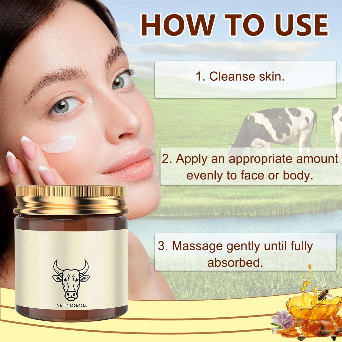 Beef Tallow For Skin - Organic Grass Fed Whipped Moisturizer Natural Hydrating Cream Deeply Moisturizing For Face & Body, Suitable For Dry & Sensitive Skin 4oz