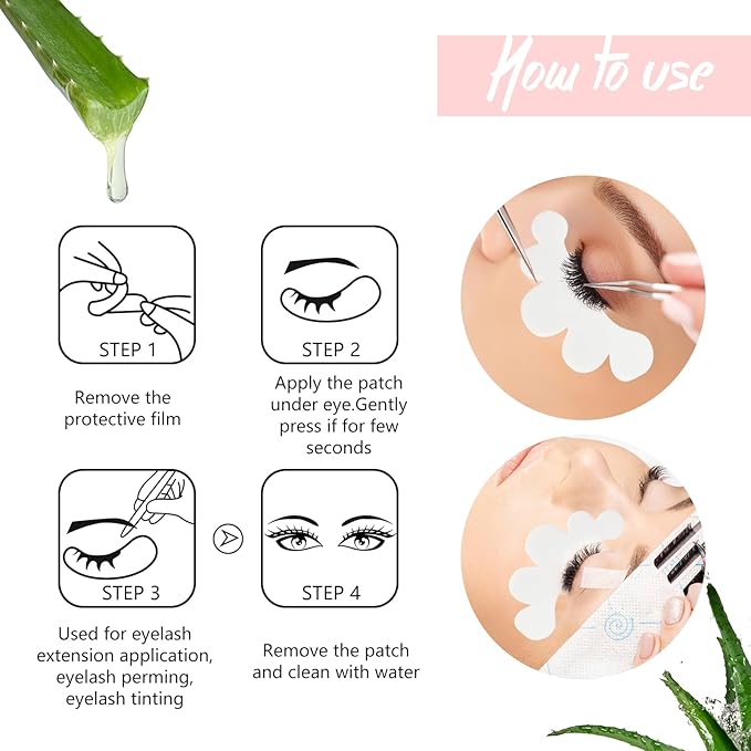 50 Pairs Eyelash Extension Gel Patches Kit, Lash Extension Lint Free Under Hydrogel Eye Mask Pads Beauty Tool with Case (Gold, 50)