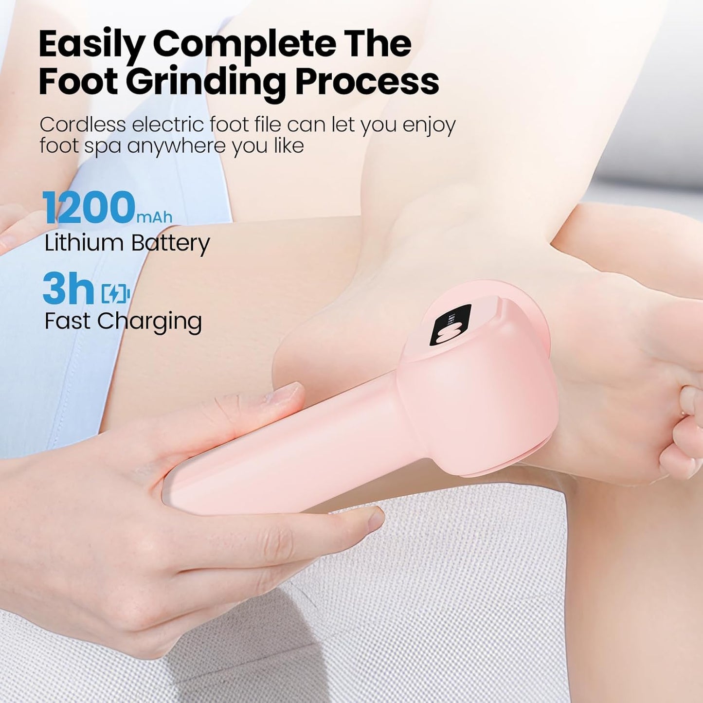 Electric Callus Remover for Feet, 2 in 1 Cordless Foot File Grinder Scrubber for Dead Skin, Adjustable Speed Rechargeable with Sandpaper Discs, Professional Pedicure Tools Gifts for Women Girls (Pink)