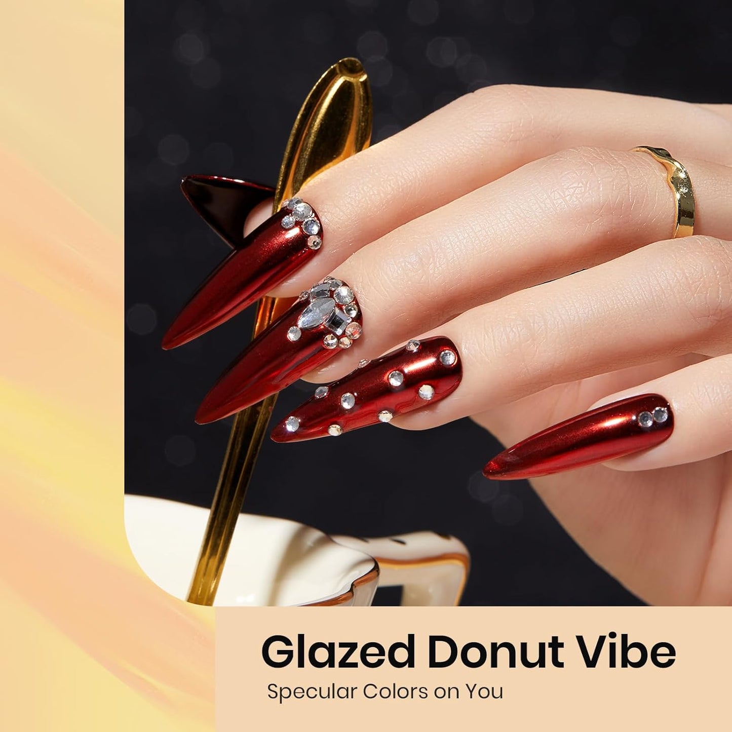 Beetles Gold Chrome Nail Powder Set - 8 Colors Sliver Holographic Mirror Effect Iridescent Golden Red Brown Glitter Metallic Nail Polish Chrome for Nail Art Design