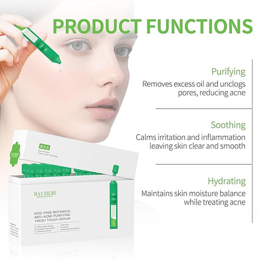 Acid-Free Botanical Anti-Acne Serum, Soothing Hydrates And Promotes Skin Healing Calms irritation and inflammation With Willow Bark, Lavender, Gardenia Extracts
