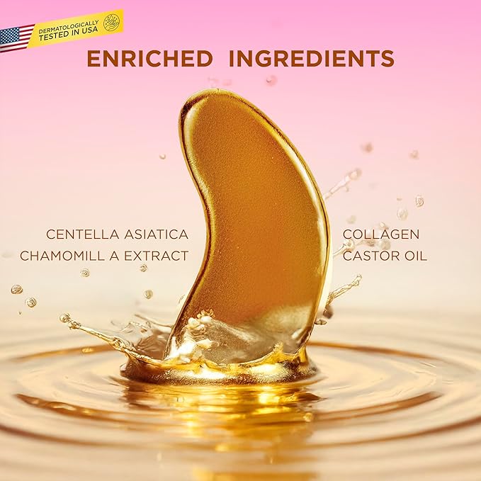 Under Eye Patches for Dark Circles & Puffiness – 20 Pairs with Collagen, Aloe & Gold – Anti-Wrinkle Eye Masks for Women – Hydrating Eye Treatment