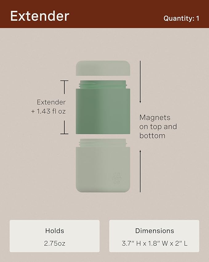 Cadence Travel Containers - Full Skincare Set - Magnetic Travel Capsules - 2 Small (0.56oz), 4 Medium Capsules (1.32oz), & Extender (1.43oz) with Multiple Labels for Better Organization - Eucalyptus