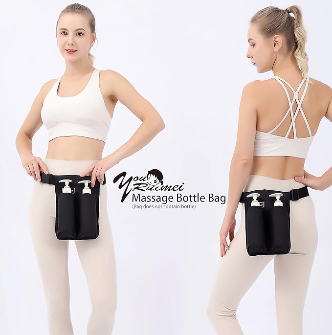 Massage Bottle Bag Massage Therapist Holster Massage Lotion Holster Massage Oil Holster（YR-2KD-Black）
