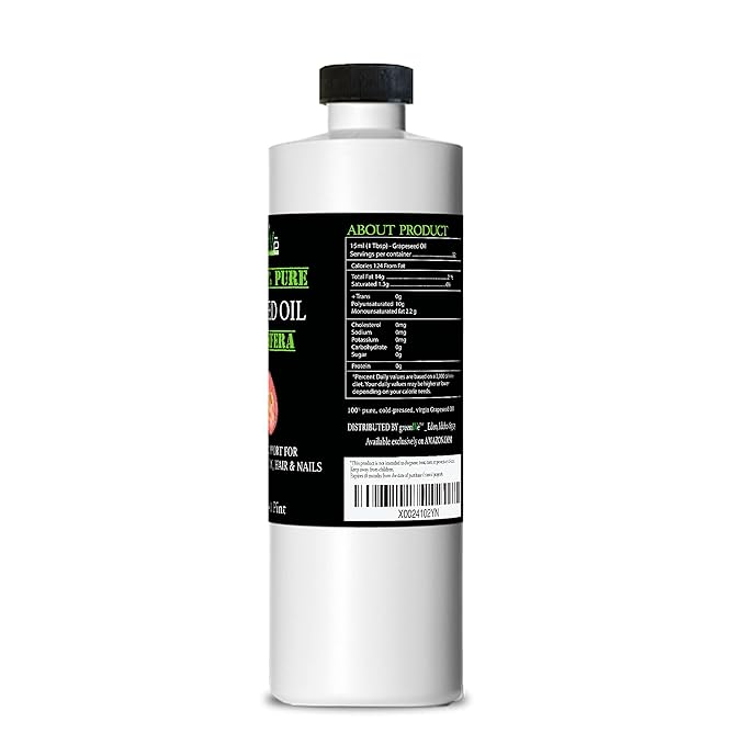 GreenIVe Grapeseed Oil Organically Grown 100% Pure Cold Pressed Light Flavor High Tempurature Cooking 16oz