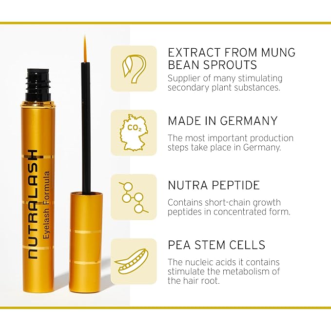 Nutralash Eyelash Formula - Eyelash Serum for Longer Eyelashes in Just 6-8 Weeks I Lash Serum I Eyelash Growth Serum I Made in Germany I 3ml