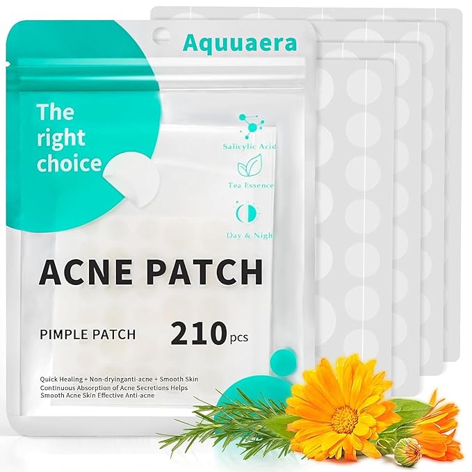 Pimple Patches for Face， Acne Patches/Hydrocolloid Patches for Covering Zits and Blemishes/Spot Care for Face，Absorb Fluid,4 size (210 Count)