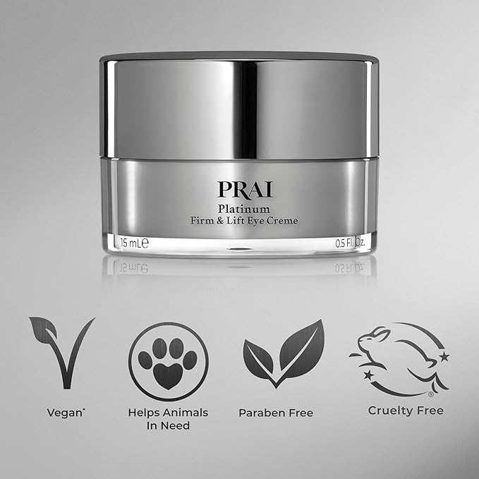 PRAI Beauty Platinum Firm and Lift Eye Creme - Tightening and Firming Eye Cream - Anti-Aging Under Eye Cream - Irritation Free - 0.5 Oz
