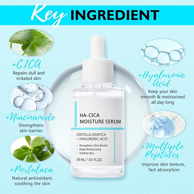 2PCS Peptide Propolis Serum & CICA Hyal Hydrating Face Serum For Women & Girls, Hydration & Wrinkle Renewal, For Women Anti Aging, CICA Extract For Skin, All Skin Types, Deep Moisturizing 2PCS