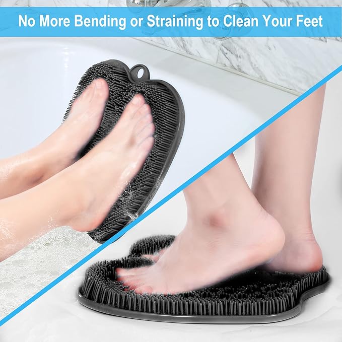 BESKAR 2Pack Shower Foot Scrubber Mat, Foot Scrubbers for Use in Shower, Cleaning & Exfoliating Your Feet No Bend