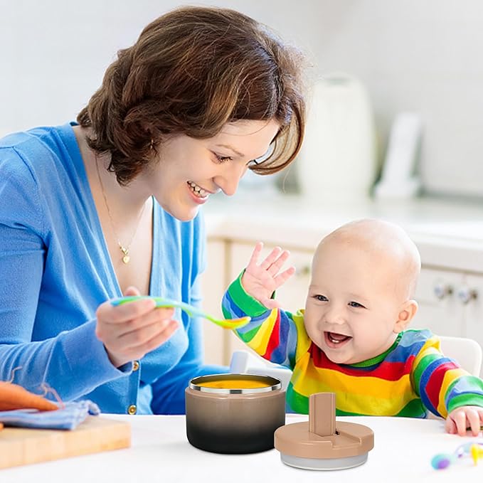 12oz Kids Soup Thermo for Hot Food Insulated Vacuum Food Jar with Buckle Lid, Stainless Steel Wide Mouth Leak Proof Lunch Container for School Travel 1 Pack