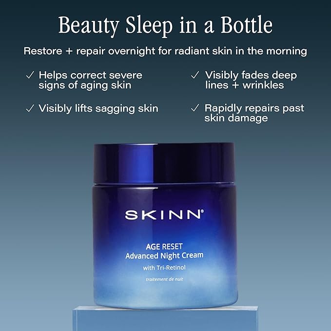 SKINN Advanced Night Cream for Face, 1.7 Fl Oz - Deep Wrinkle Cream for Women & Men for Fine Lines, Uneven Skin Tone & Sagging Skin - Facial Moisturizer Skin Care for Vibrant & Healthy-Looking Skin