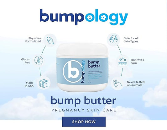Bumpology Bump Butter Stretch Mark Moisturize Cream | 2-in-1 Powerful Butters + Oils | Physician Formulated | Hydrating Body Lotion | Pregnancy Safe | Made in USA