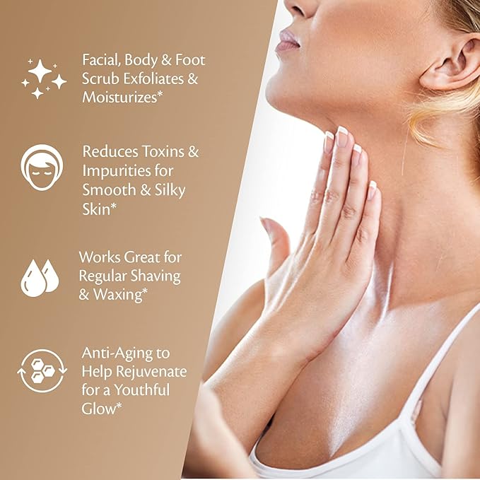 Brown Sugar Scrub Face Foot & Body Exfoliator Infused with Collagen and Stem Cell Exfoliating Salt Body Scrub for Toning Skin Cellulite Skin Care by M3 Naturals