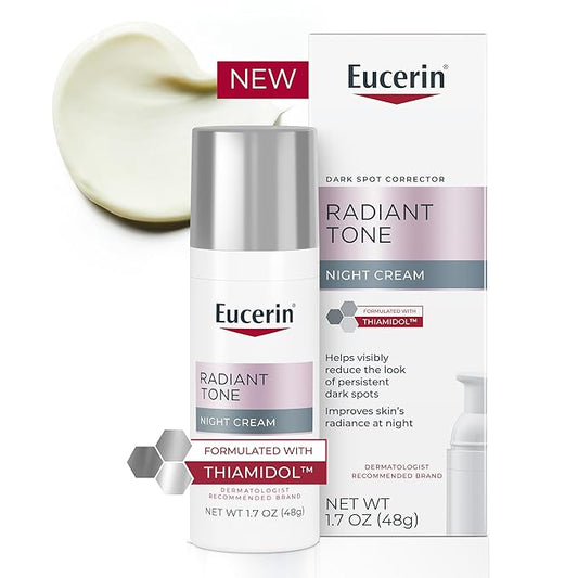 Eucerin Radiant Tone Night Cream, Dark Spot Corrector for Face with Thiamidol, Helps Visibly Reduce the Look of Persistent Dark Spots, 1.7 Oz Bottle