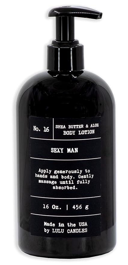 Lulu Candles | Sexy Man | Moisturizing Body Lotion | Soothing Shea Butter & Aloe | Nourishes Dry Skin With Moisture, No Paraben, Dye Free, Non-Greasy - 16 Fl. Oz.