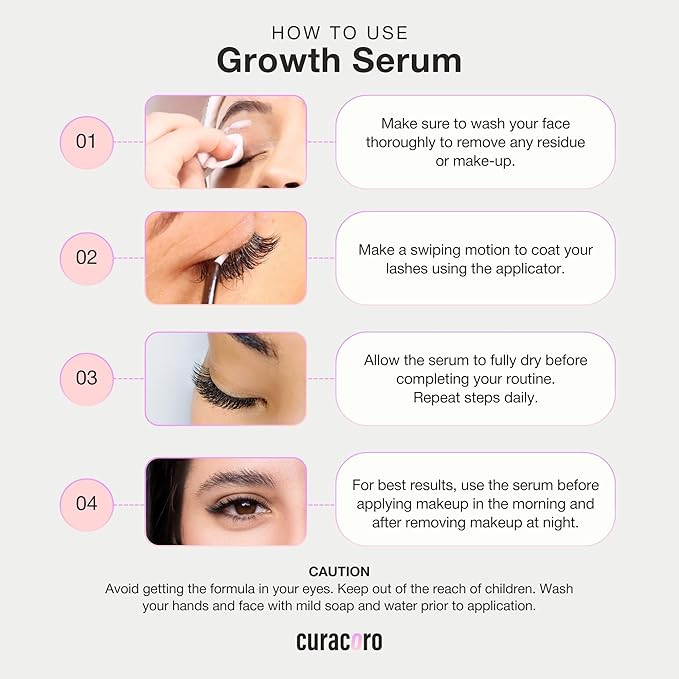 Curacoro 3x Growth Serum For Lash Extension, Peptide Enhancing Solution for Natural Lashes, Lash Extensions & Eyebrows, Eyelash Serum To Grow Lashes Fuller & Longer Looking Eyelashes (5ml)