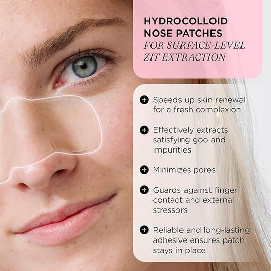 ZitSticka Hydrocolloid Surface Area Pimple Patches for Face - Clarifying Pore & Blemish for Large Zit T-Zone Coverage - Zit Sticker Absorbs Oil, Unclogs Pores, & Targets Clusters (NOSE PACK 8PC)