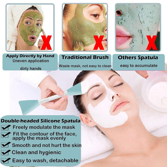Mask Applicator Silicone Face Brush Face Mud Cream,Clay Mask,DIY,Modeling Mask Brushes DIY Mud Mixing Spatula Double-end Handheld Scoop Skin Care Make up Foundation Gel Cosmetic Tools
