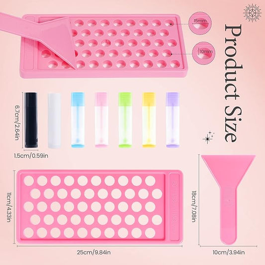 RONRONS Lip Balm Crafting Kit, Professional Lipsticks Filling Tray and Spatula with 50 Pieces Lip Balm Tubes with Twist Caps, DIY Lip Care Balms Making for Valentine's Day Christmas Gifts Business