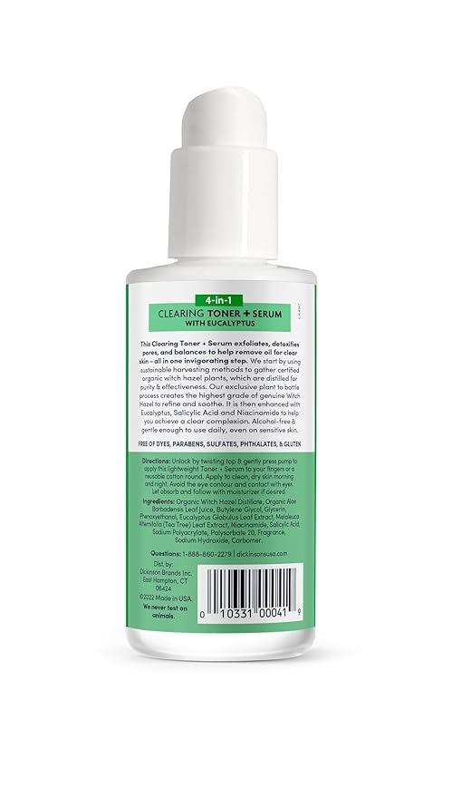 Dickinson's Witch Hazel Clearing Toner + Serum with Eucalyptus