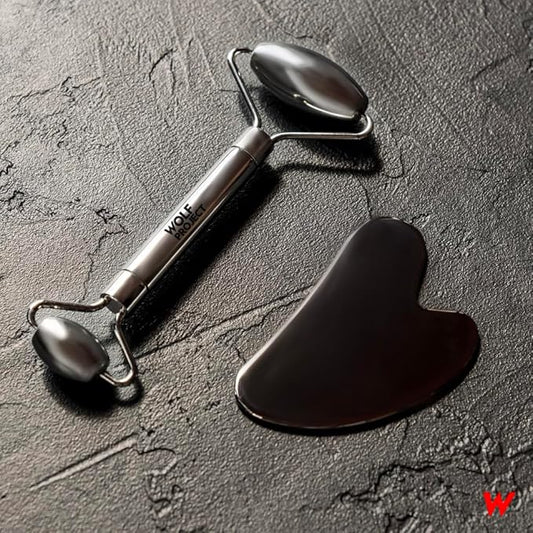 Wolf Project Stainless Steel Face Roller - Helps Reduce Face Puffiness, Massage Face, Neck and Eyes