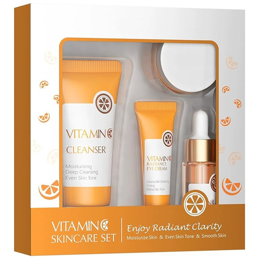 Vitamin C Skin Care Set, Skincare Gift Set for Teenage Girls, Skincare Set, 5 Piece Travel Size Kit With Cleanser, Face Serum,Eye Cream,Face Cream Face Skin Care Kit