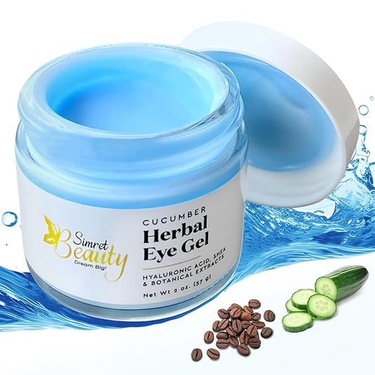 Eye Cream for Dark Circles, Anti-Aging Herbal Eye Gel with Hyaluronic Acid, Caffeine, Coffee, and Shea - Best for Puffiness, Wrinkles, and Fine Lines