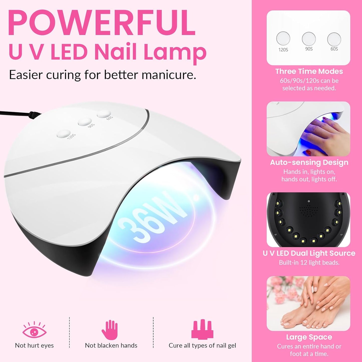 VANREESA 42 Pcs Gel Nail Polish Kit with U V Light 24 Colors Gel Polish Nail Kit Bright Pink Orange Green Glitter Blue Purple Nail Kit for Beginners Gifts for Women DIY at Home