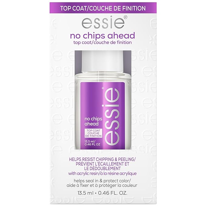 essie Nail Care, 8-Free Vegan, No Chips Ahead Top Coat, chip-resistant nail polish, 0.46 fl oz