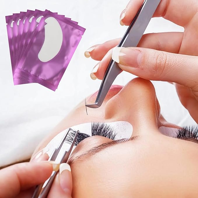 V-Shape Under Eye Pads, Eyelash Extension Natural Hydrogel Patch Lash Gel Pad for Extensions supplies, Professionals Beauty Makeup Mask Kit (Purple)