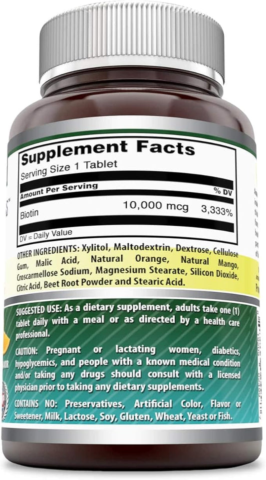 Amazing Formulas Biotin Fast Dissolving 10000MCG 60 Tablets Supplement | Citrus Flavor | Non-GMO | Gluten Free | Made in USA