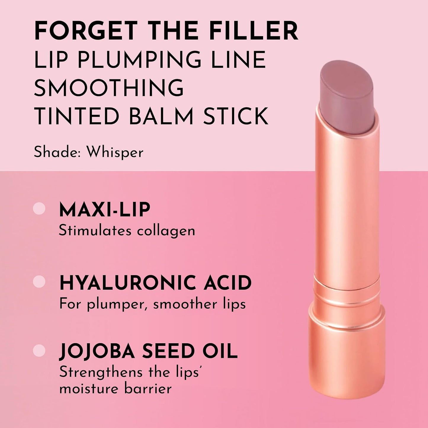 LAWLESS Forget the Filler Lip Plumping Line Smoothing Tinted Balm, Whisper, Pink, 0.09 Ounce