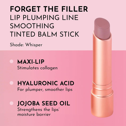 LAWLESS Forget the Filler Lip Plumping Line Smoothing Tinted Balm, Whisper, Pink, 0.09 Ounce