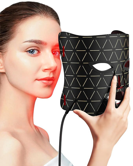 LED Light Therapy Mask Skin Care Mask, LED Red Light Therapy 630nm & 830nm Wavelength for Home Use, Body Beauty Machine for Care at Home (luxurious black)