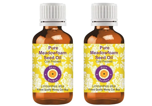 Deve Herbes Pure Meadowfoam Seed Oil (Limnanthes alba) Cold Pressed (Pack of Two) 100ml X 2 (6.76 oz)