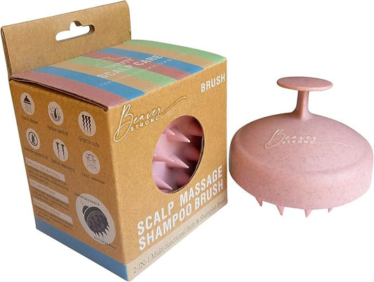 Shampoo Massager Brush, Silicone Scalp Cleanser and Head Scrubber Round Brush for Shower and Hair Care (Pink)