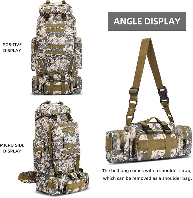 100L Camping Hiking Backpack,Molle military Tactical rucksack backpack,Waterproof Lightweight Hiking Backpack (CityCamo-C)