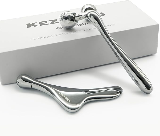 Face Roller Massage Skin & Gua Sha Facial Tools, Eye Roller for Puffy Eyes, Cream Applicator for Lift 4-in-1,Massage Tool for Face Neck Eye Body Skin Care. Skin Care Gift for Women.