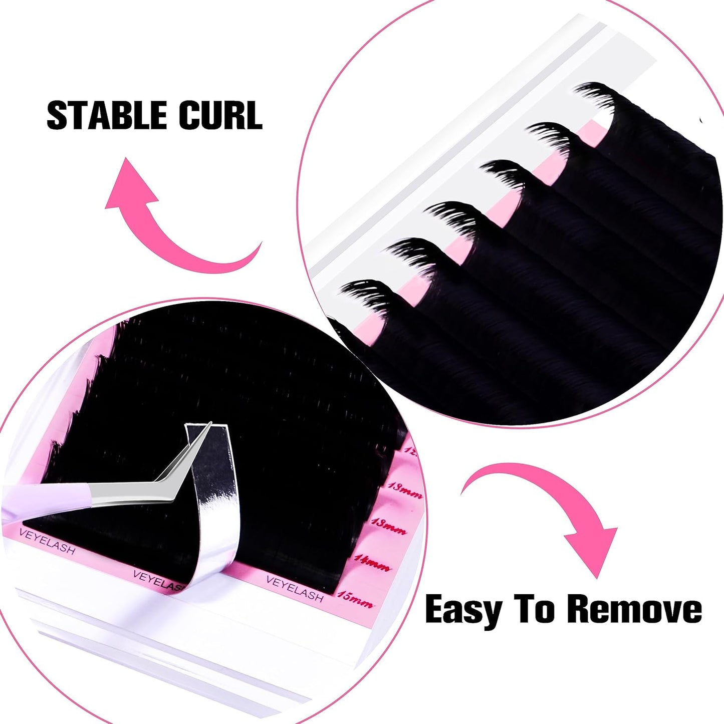 VEYES INC Cashmere Smart Fan Lash Extensions 0.03 0.05 0.07 C/CC/D Curl 8-20mm Mixed & Single Length, Super Matte Black Volume Lashes, Professional Supplies for Lash Techs (0.05 C 18mm)