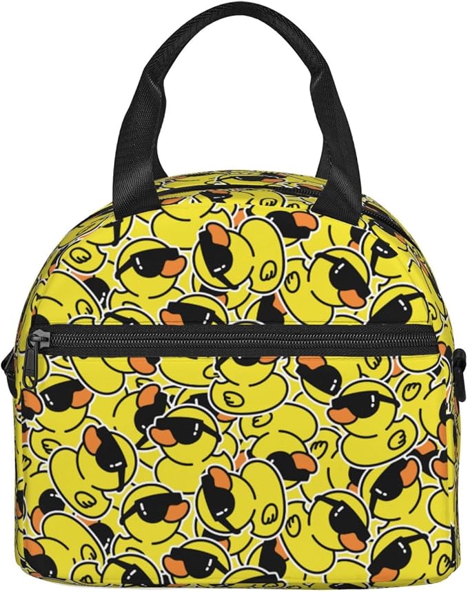 bassyil Duck Insulated Lunch Bag Reusable Lunch Box With Adjustable Shoulder Strap Cooler Tote Bag For Men Women