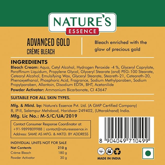 NATURAL HERBAL GOLD BLEACH WITH NATURAL INGREDIENTS 43 GRAMS BLEACHING CREAM FOR UNISEX, Metallic